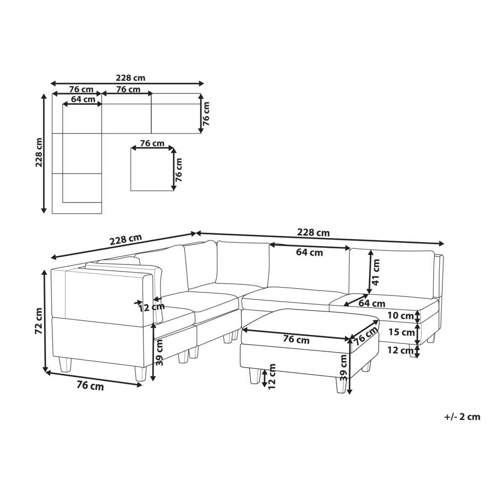 Beliani 5 vietų modulinė kampinė sofa UNSTAD Dešininė Šviesiai smėlio spalvos su otomanu
