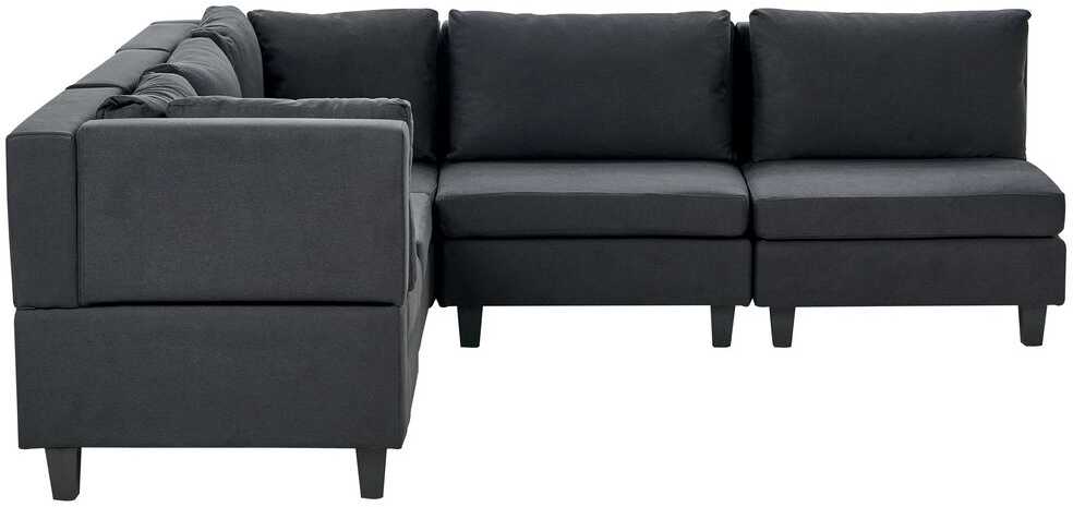 Beliani Modulinė 5 vietų sofa UNSTAD dešininė, juoda
