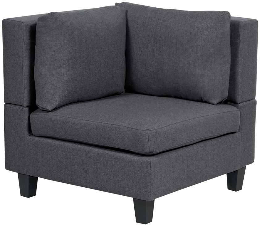 Beliani Penkių vietų modulinė sofa UNSTAD dešininė, tamsiai pilka su pufu