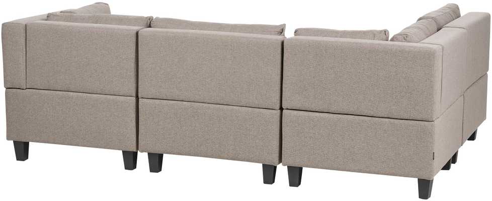 Beliani 4 vietų modulinė kampinė sofa UNSTAD dešininė, ruda su otomanu