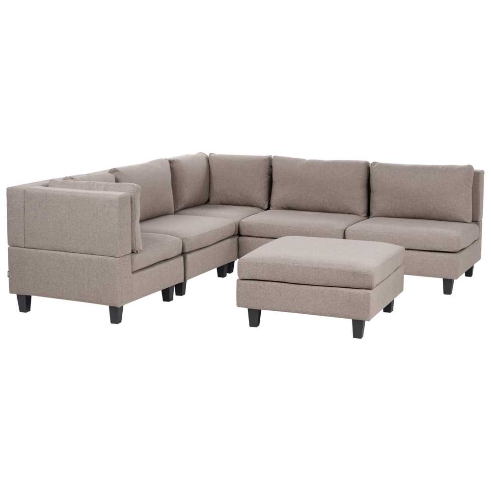 Beliani 5 vietų modulinė sofa UNSTAD, dešininė, ruda, su otomanu