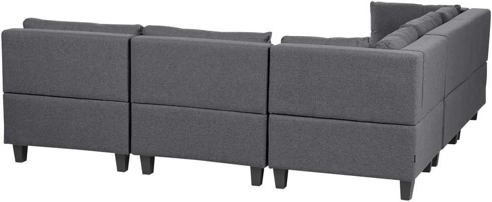 Beliani Penkių vietų modulinė sofa UNSTAD dešininė, tamsiai pilka su pufu