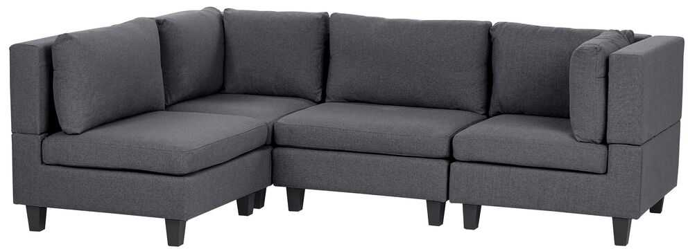 Beliani 4 vietų modulinė kampinė sofa UNSTAD Dešininė Tamsiai pilka