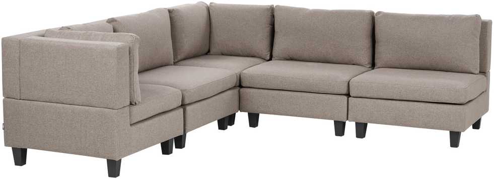 Beliani Modulinė 5 vietų sofa UNSTAD Dešininė Ruda