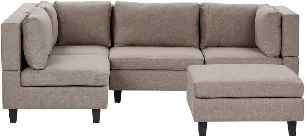 Beliani 4 vietų modulinė kampinė sofa UNSTAD dešininė, ruda su otomanu