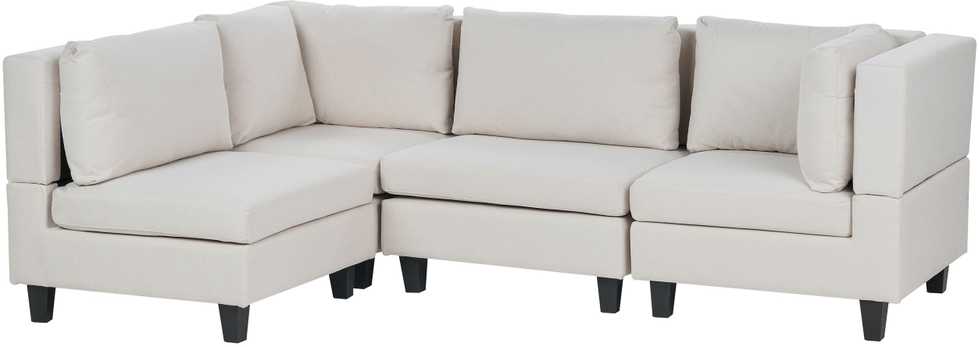 Beliani 4 vietų modulinė sofa UNSTAD Dešininė Šviesiai smėlio spalvos