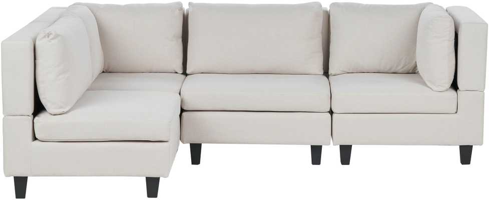 Beliani 4 vietų modulinė sofa UNSTAD Dešininė Šviesiai smėlio spalvos