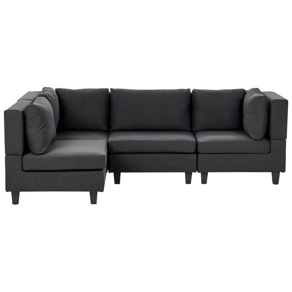 Beliani Modulinė 4 vietų kampinė sofa UNSTAD Dešininė Juoda