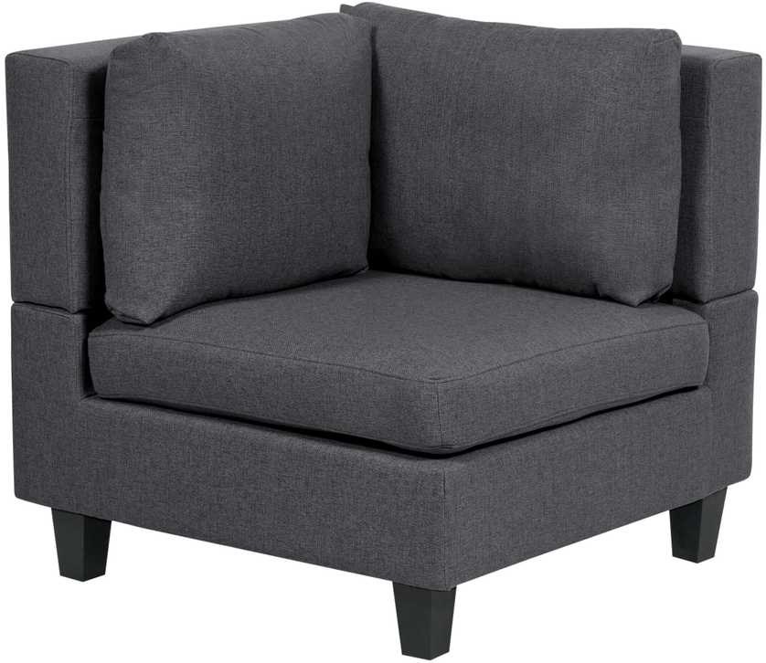 Beliani Modulinė kampinė sofa 4 asmenims UNSTAD dešininė tamsiai pilka su otomanu