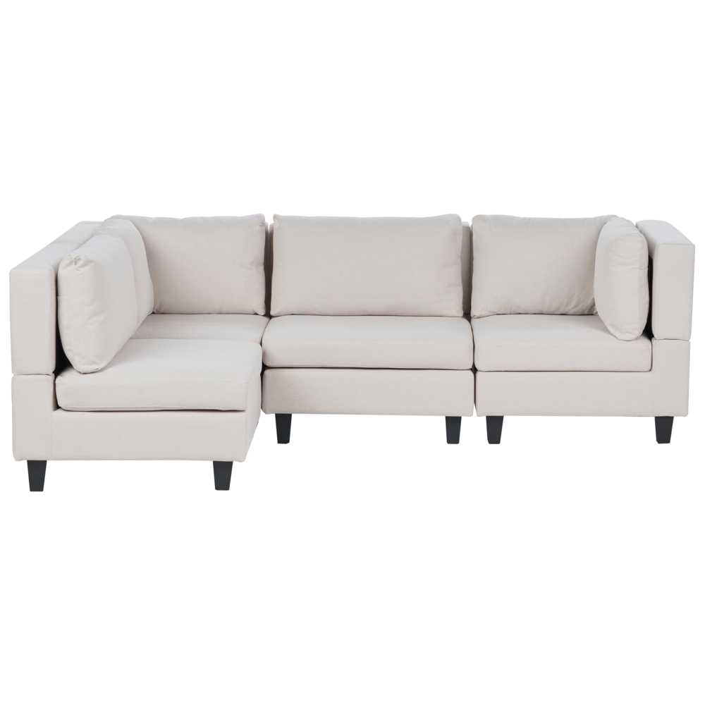 Beliani 4 vietų modulinė sofa UNSTAD Dešininė Šviesiai smėlio spalvos