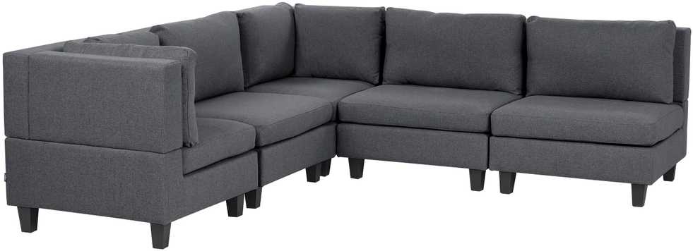 Beliani 5 vietų modulinė sofa UNSTAD, dešininė, tamsiai pilka