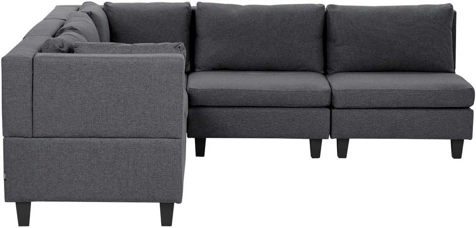 Beliani 5 vietų modulinė sofa UNSTAD, dešininė, tamsiai pilka