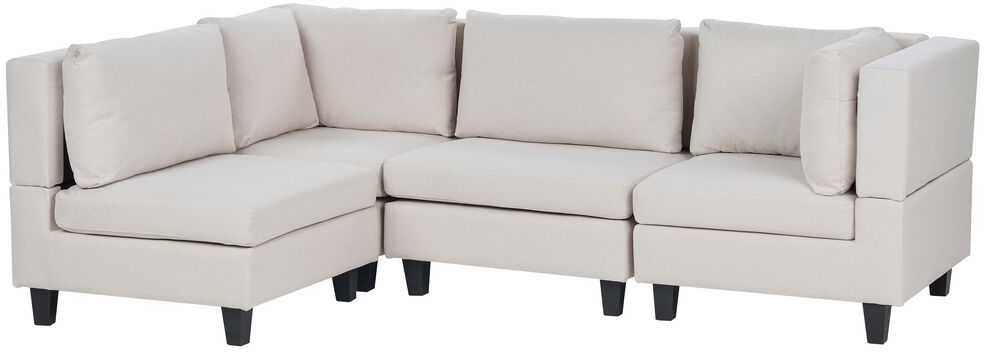 Beliani 4 vietų modulinė sofa UNSTAD Dešininė Šviesiai smėlio spalvos