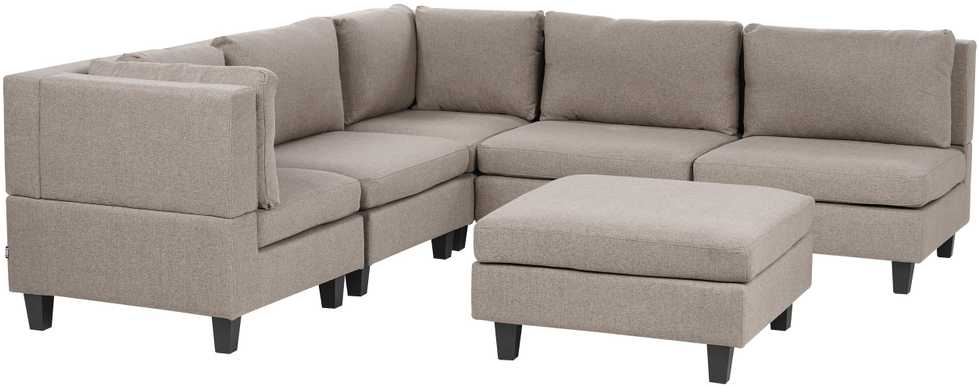 Beliani 5 vietų modulinė sofa UNSTAD, dešininė, ruda, su otomanu