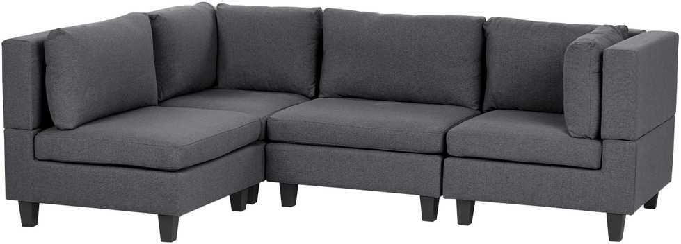 Beliani 4 vietų modulinė kampinė sofa UNSTAD Dešininė Tamsiai pilka