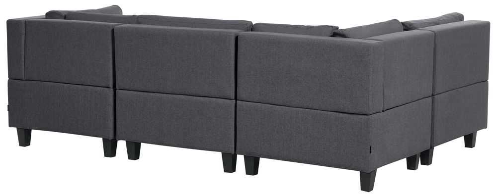 Beliani 4 vietų modulinė kampinė sofa UNSTAD Dešininė Tamsiai pilka