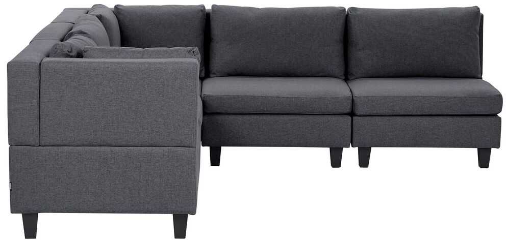 Beliani 5 vietų modulinė sofa UNSTAD, dešininė, tamsiai pilka