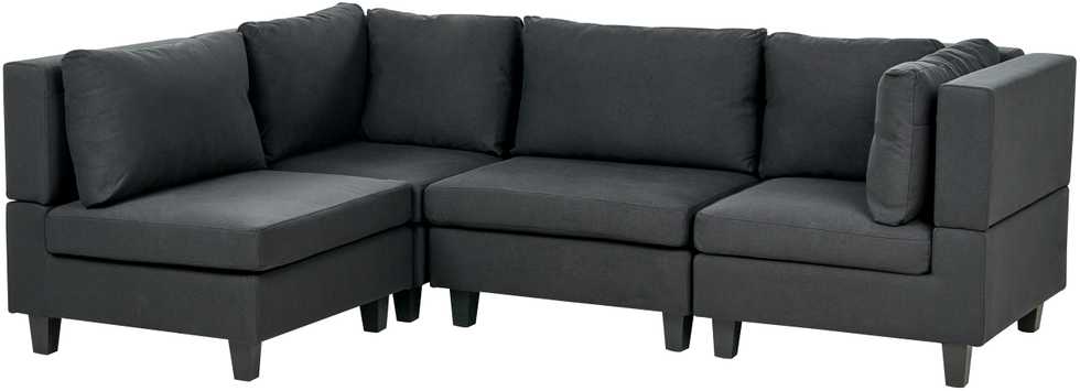 Beliani Modulinė 4 vietų kampinė sofa UNSTAD Dešininė Juoda