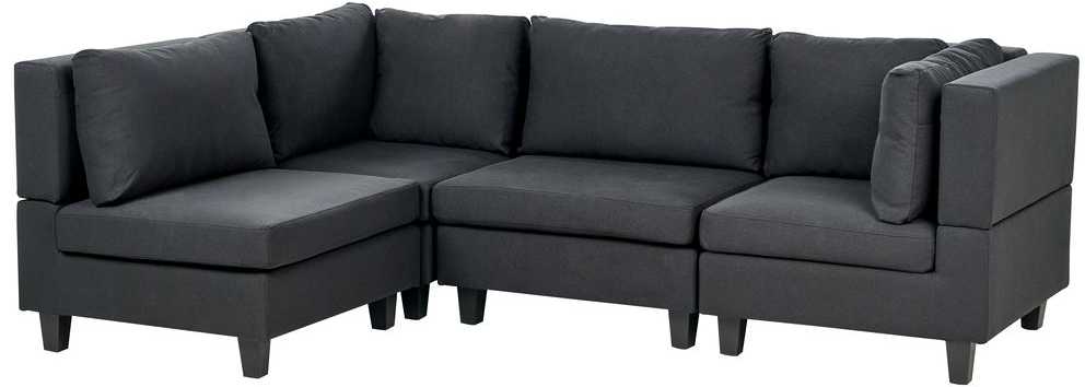 Beliani Modulinė 4 vietų kampinė sofa UNSTAD Dešininė Juoda
