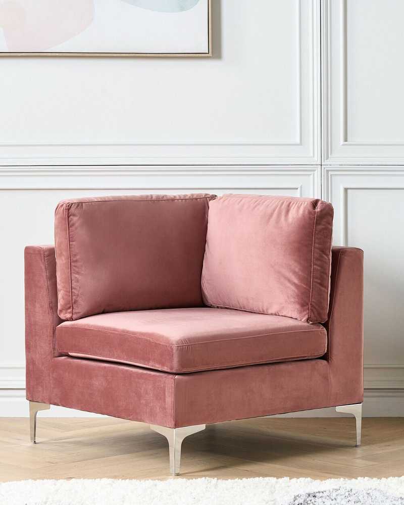 Sofa Beliani Kampinis modulis EVJA, rožinis veliūras