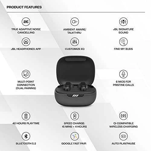 Belaidės ausinės JBL Live Pro 2 TWS, Juodos