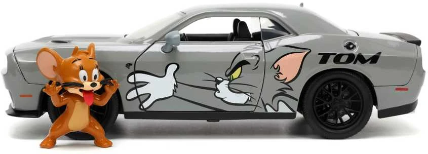 Automobilio modelis Tom and Jerry Dodge Challenger Hellcat + figūrėlė Jerry 1/24 JADA, 20 cm