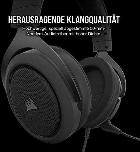 Žaidimų ausinės Corsair HS50 Pro Stereo, Anglies pluošto spalvos