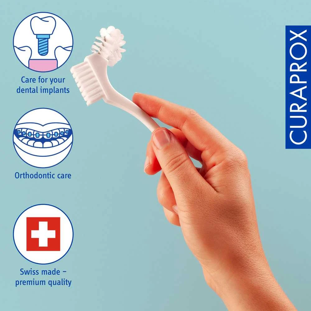 CURAPROX DVIpusis dantų protezų valymo šepetėlis BDC 150