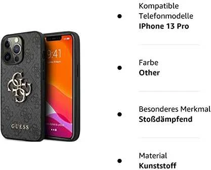 Dėklas Cg Mobile France GUHCP13L4GMGGR Guess PU 4G metalinis logotipas Zadní Kryt pro iPhone 13 Pro Pilkas (Pilkas)
