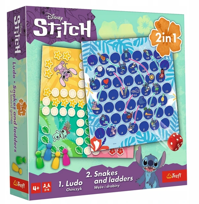 Trefl Dvipusis stalo žaidimas Gyvatės ir kopėčios Lilo & Stitch