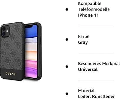 Guess GUHCN61G4GLGR 4G Stripe kieto galinio dangtelio dėklas, skirtas Apple iPhone 11, juodas