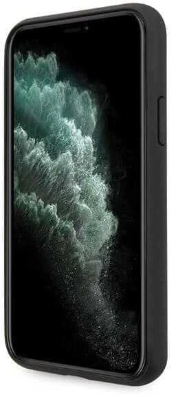 Guess GUHCN61G4GLGR 4G Stripe kieto galinio dangtelio dėklas, skirtas Apple iPhone 11, juodas