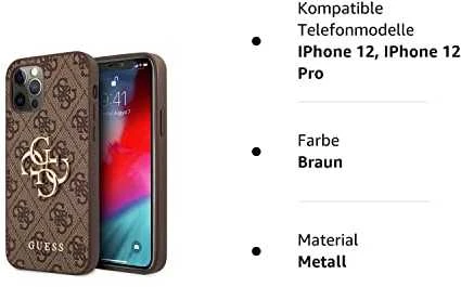 Dėklas Guess GUHCP12M4GMGBR skirtas Apple iPhone 12/12 Pro 6.1", rudas