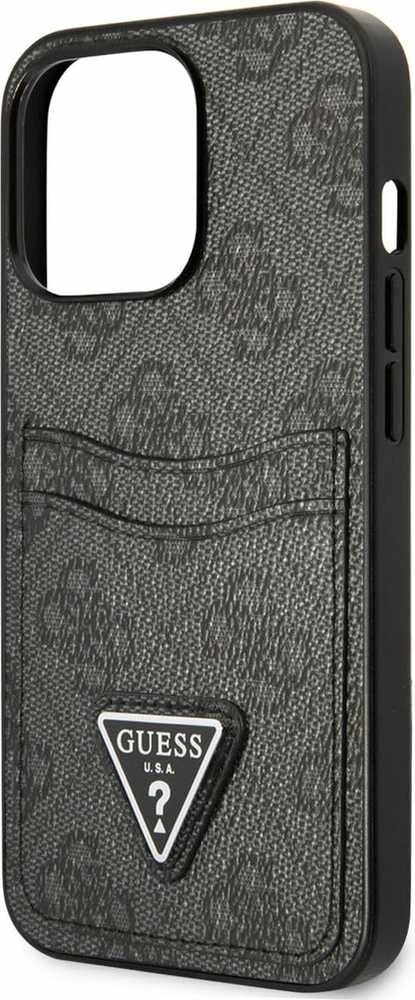 Dėklas GUESS GUHCP13LP4TPK IPHONE 13 PRO / 13 6.1 "Juodas / Juodas HARDCASE 4G TRIANGLE CARDSLOT LOGO
