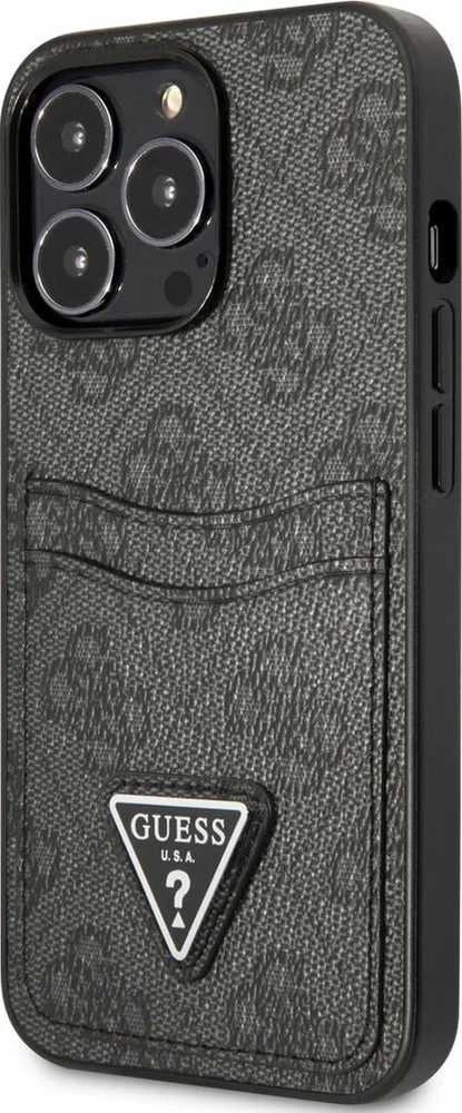 Dėklas GUESS GUHCP13LP4TPK IPHONE 13 PRO / 13 6.1 "Juodas / Juodas HARDCASE 4G TRIANGLE CARDSLOT LOGO