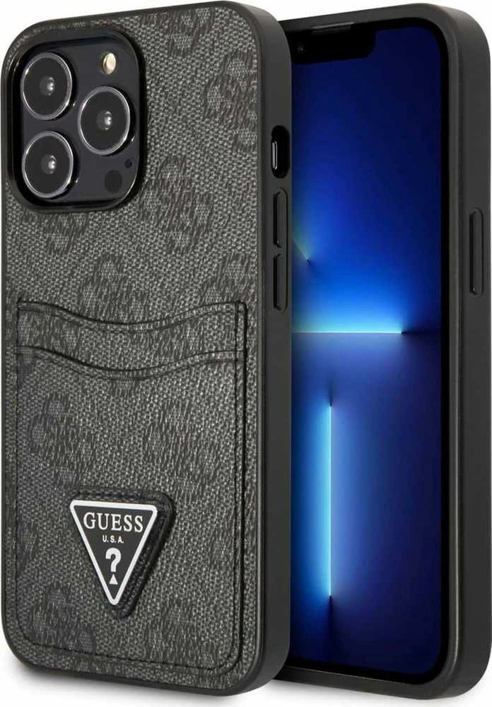 Dėklas GUESS GUHCP13LP4TPK IPHONE 13 PRO / 13 6.1 "Juodas / Juodas HARDCASE 4G TRIANGLE CARDSLOT LOGO