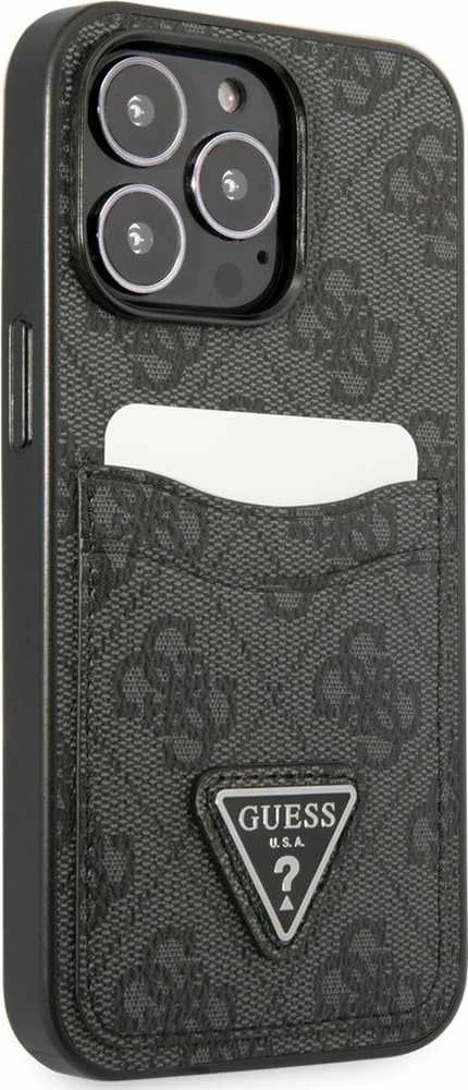 Dėklas GUESS GUHCP13LP4TPK IPHONE 13 PRO / 13 6.1 "Juodas / Juodas HARDCASE 4G TRIANGLE CARDSLOT LOGO
