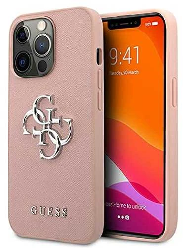 Dėklas Guess PU Saffiano Big 4G Metal Logo Case skirtas iPhone 13 Pro, rožinis
