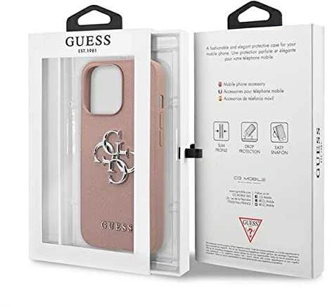 Dėklas Guess PU Saffiano Big 4G Metal Logo Case skirtas iPhone 13 Pro, rožinis