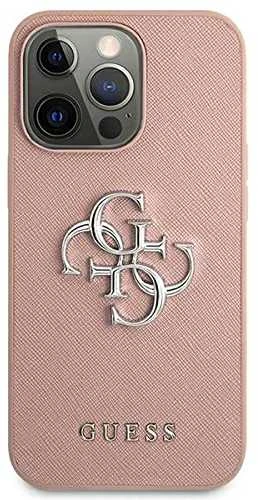Dėklas Guess PU Saffiano Big 4G Metal Logo Case skirtas iPhone 13 Pro, rožinis