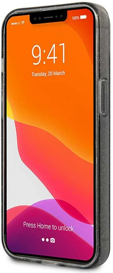 Dėklas GUHCP13MPCUGL4GBK Guess TPU Big 4G Full Glitter Case, skirtas iPhone 13, juodas