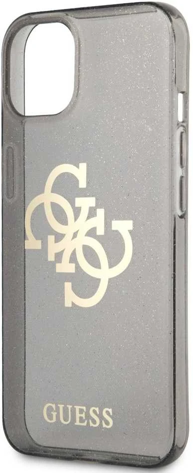 Dėklas GUHCP13MPCUGL4GBK Guess TPU Big 4G Full Glitter Case, skirtas iPhone 13, juodas