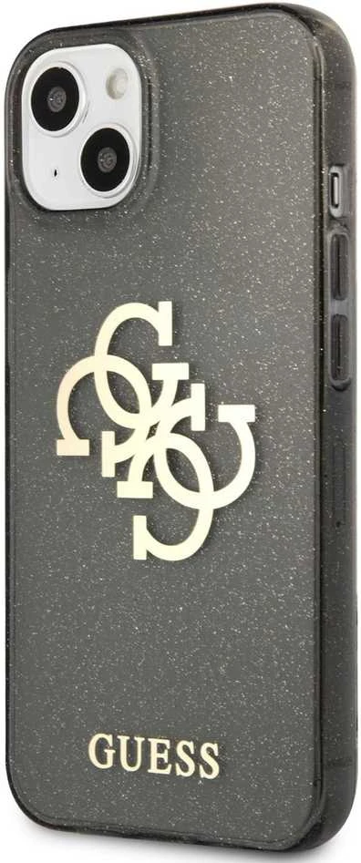 Dėklas GUHCP13MPCUGL4GBK Guess TPU Big 4G Full Glitter Case, skirtas iPhone 13, juodas