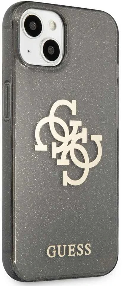 Dėklas GUHCP13MPCUGL4GBK Guess TPU Big 4G Full Glitter Case, skirtas iPhone 13, juodas