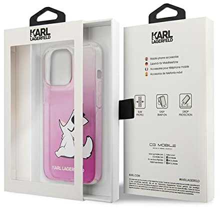 Dėklas Karl Lagerfeld PC/TPU Choupette Eat Case, skirtas iPhone 13 Pro Max, rožinis