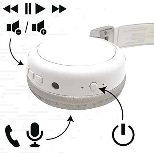 Lexibook - 2 in 1 Bluetooth ir su laidu comfort sulankstomos Ausinės Baltas/sidabrinis