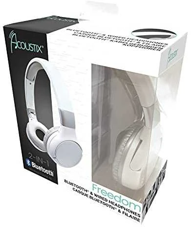Lexibook - 2 in 1 Bluetooth ir su laidu comfort sulankstomos Ausinės Baltas/sidabrinis