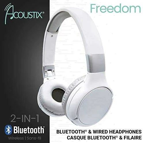 Lexibook - 2 in 1 Bluetooth ir su laidu comfort sulankstomos Ausinės Baltas/sidabrinis