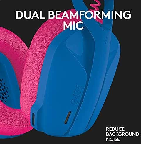 Žaidimų ausinės Logitech G435 Lightspeed, mėlynos/rožinės spalvos