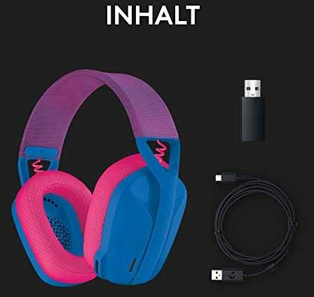 Žaidimų ausinės Logitech G435 Lightspeed, mėlynos/rožinės spalvos